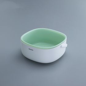 Washbasin Multi-functional Kitchen Double Layer Drain Basket (Option: Green-Small)