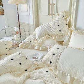 Cream Home Pure Cotton Washed Cotton Four-piece Set (Option: Milkshake White-120cm)