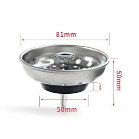 2pcs Stainless Steel Home Kitchen Sink Drain Stopper Basket Strainer Waste Plug (Option: Strainer Waste Plug)