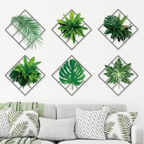 Greenery Grid Dormitory Bedroom Entrance Restaurant Background Decoration Wall Stickers (Option: 60x90 Without Pocket)